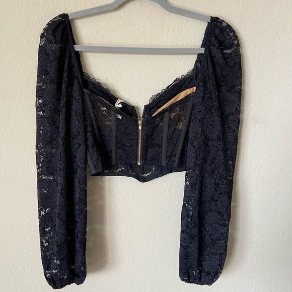 NWT V. Chapman Delphine Black Top Lace Blouse Size 0 - Picture 8 of 11